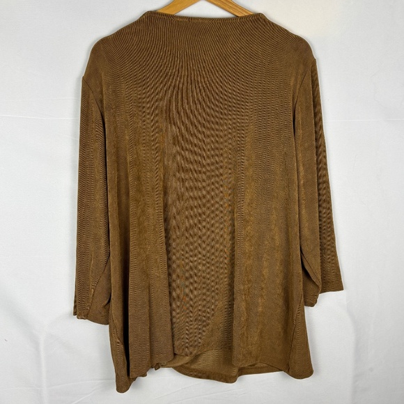 Chicos Travelers Wome's Long Sleeve Tunic Top 20/22 Slinky Tan USA Made Comfort - Picture 4 of 10